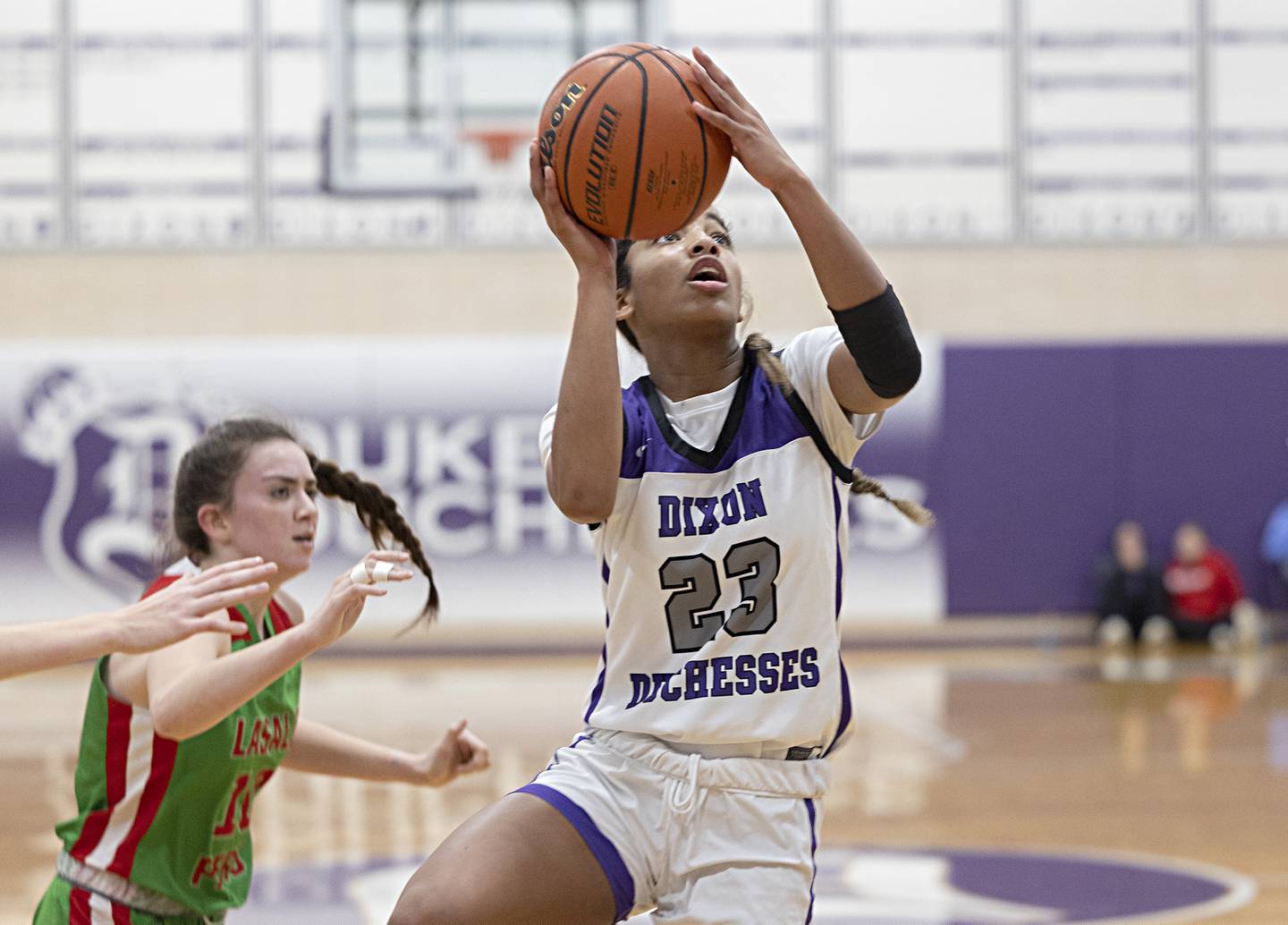 Dixon’s Ahmyrie McGowan puts up a shot against LaSalle-Peru Thursday, Nov. 30, 2023 in Dixon.