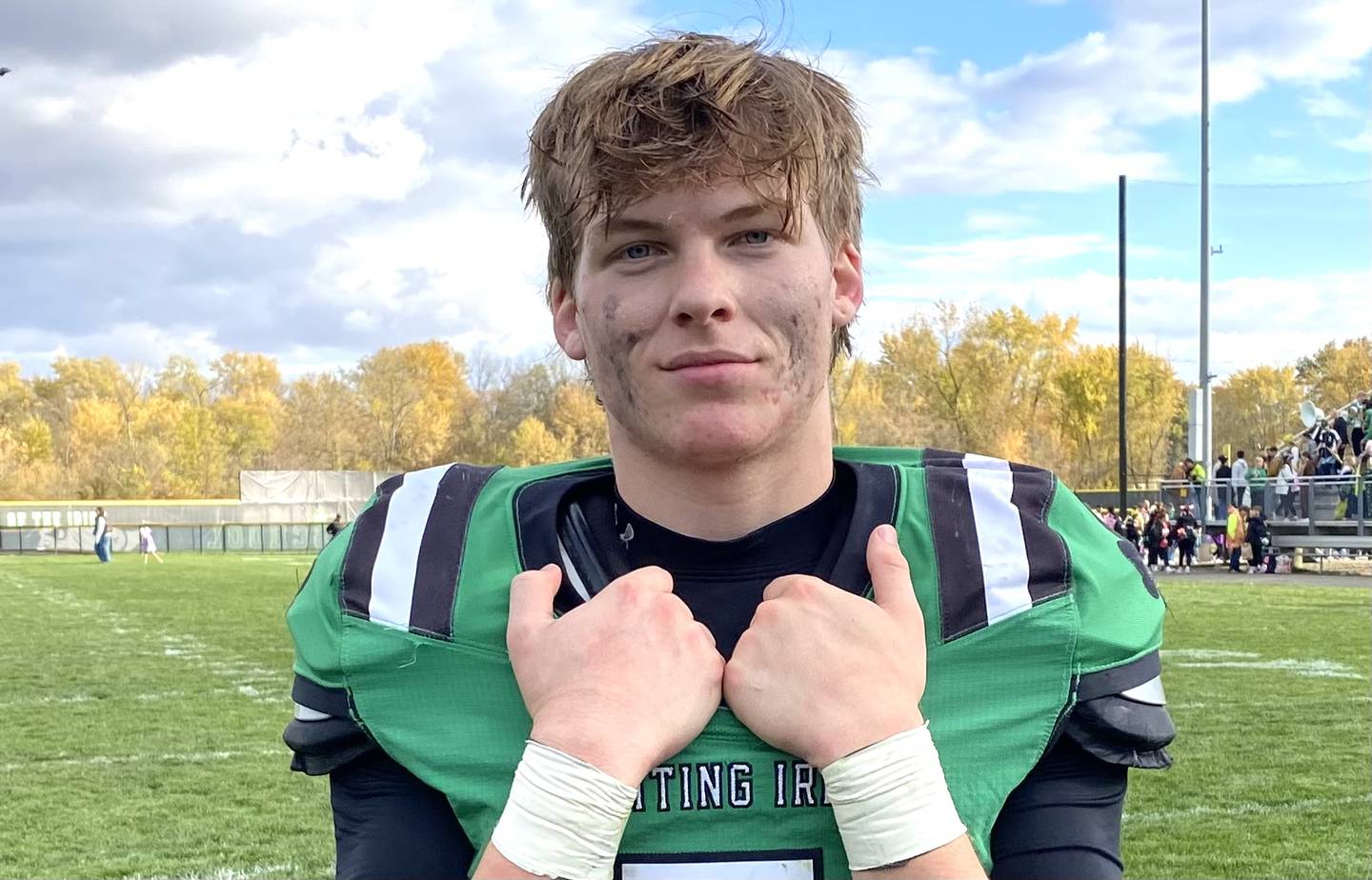 Providence's Broden Mackert (24) finds an opening during the Class 5A first-round playoff game against Springfield High on Saturday, Nov. 01, 2025, at New Lenox.