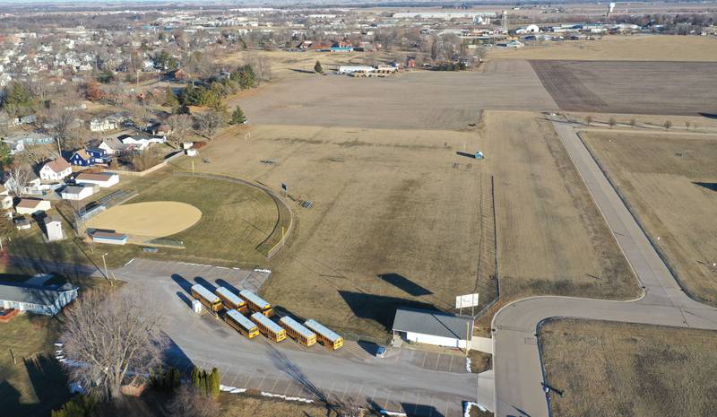 An aerial view of the Princeton High School softball field known as Little Siberia, on Thursday, Jan. 22, 2026 in Princeton. In December, the Princeton City Council amended its zoning ordinances to make way for a proposed fieldhouse for the Princeton School District. The project is in the beginning stages. The school district is looking at purchasing 15 acres north of Liberty Village for a 50 to 80,000 square foot indoor sports complex. The facility would also include parking. The fieldhouse concept would serve both youth and high school teams.