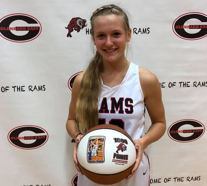 Glenbard East senior Lauren Huber reached 1,000 career points on Thursday.