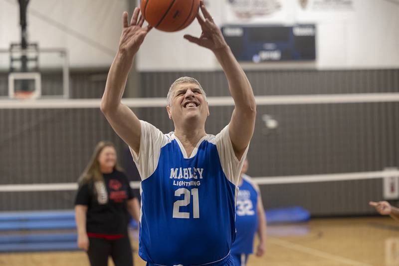 Bob puts up a shot Wednesday, Dec. 18, 2024, at The Facility in Dixon during Special Olympic basketball practice.
