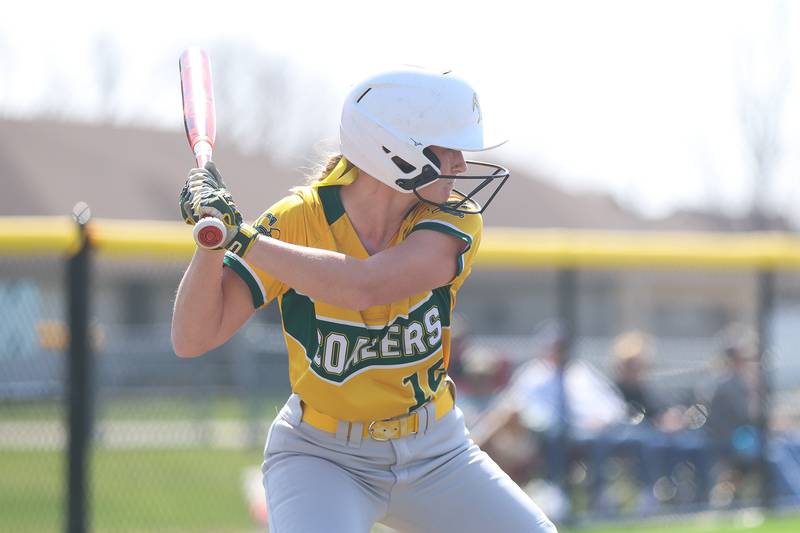 Coal City’s Khloe Picard locks in on a pitch against Wilmington on Monday, March 30, 2026 in Coal City.