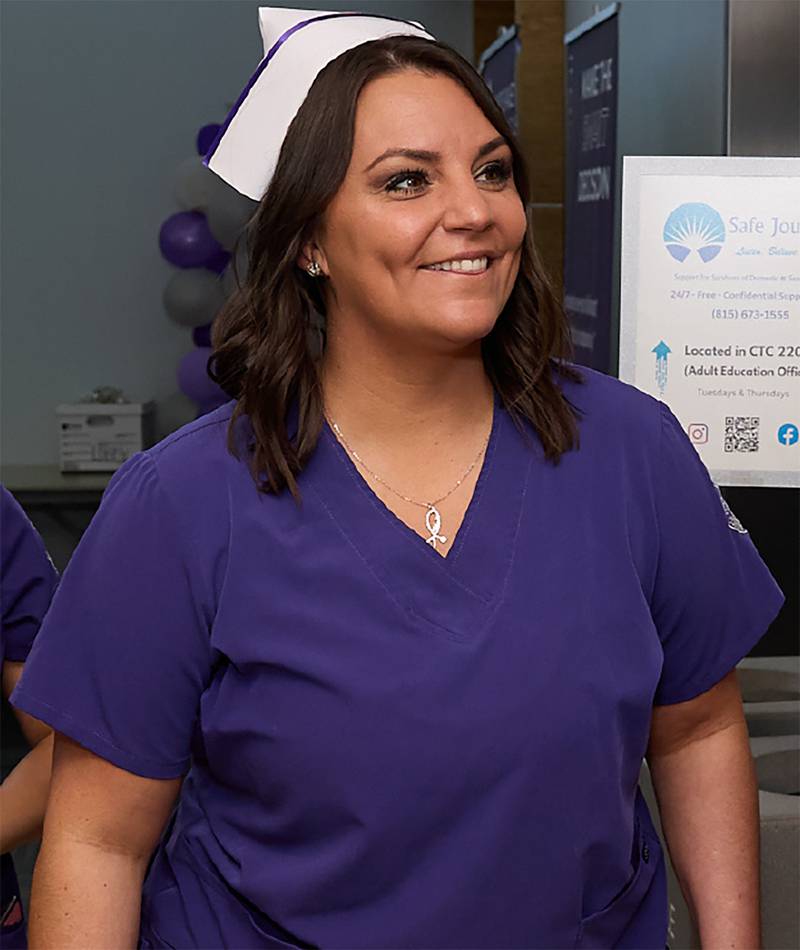 Funding assistance was critical to students like Blair Hermann, who completed Illinois Valley Community College’s nursing program in 2024. After multiple college starts and interruptions and starting a family, she decided to pursue a new career in nursing. Having earned her degree, she is working in the medical-surgical unit at OSF Saint Elizabeth Medical Center in Ottawa.