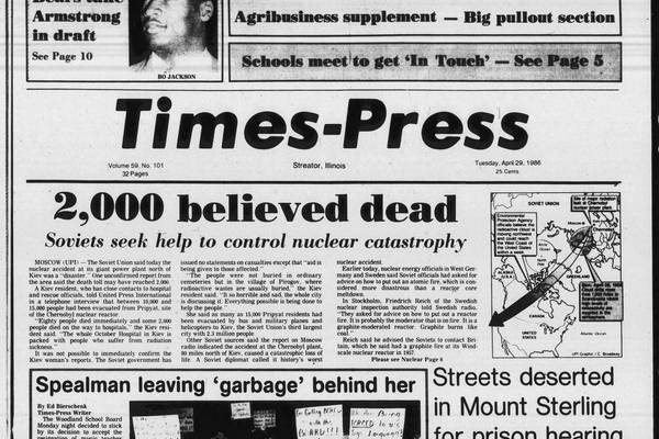 Historical covers for April 29: 2,000 believed dead at Chernobyl