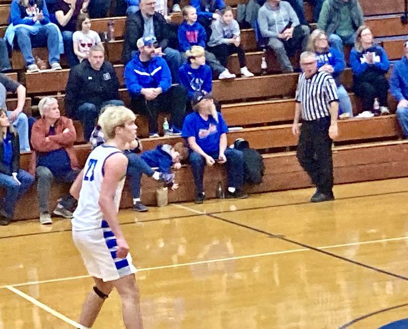 Princeton junior Noah LaPorte took the court at Prouty Gym Friday night under the watchful eye of Northwestern University tight ends coach Paul Chreighton, sitting at midcourt with Tiger football coach Ryan Pearson. LaPorte took a junior-day visit to the NU campus in Evanston the weekend before.