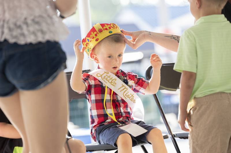 James Hardin, 4, is crowned Little Mister Thursday, June 26, 2025, at Polo’s Town and Country Days Little Miss and Mister pageant.