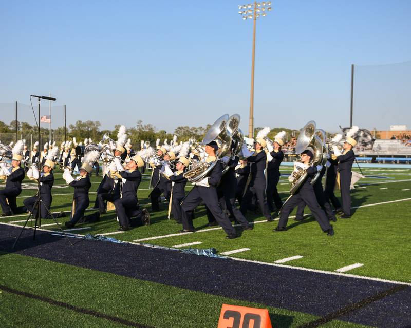 Lemont’s band performs on Saturday Oct. 5, 2024, at the Downers Grove South Marching Mustangs Music Bowl held at Downers Grove South’s football field.