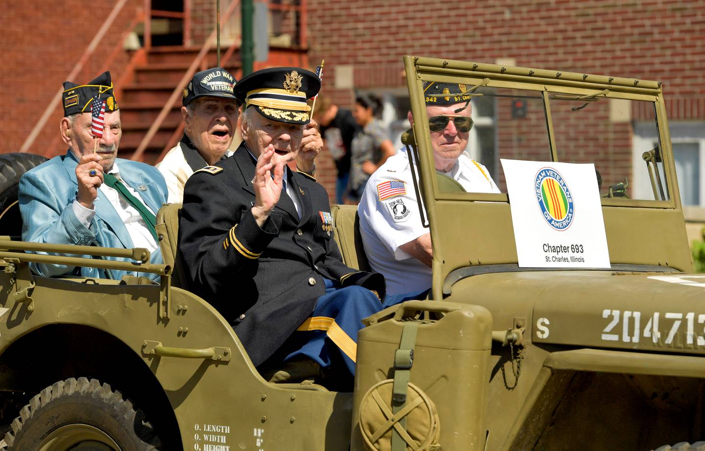 Veteran Robert Gorecki (center) particpates in the St. Charles Memorial Day Parade on Monday, May 29, 2023.