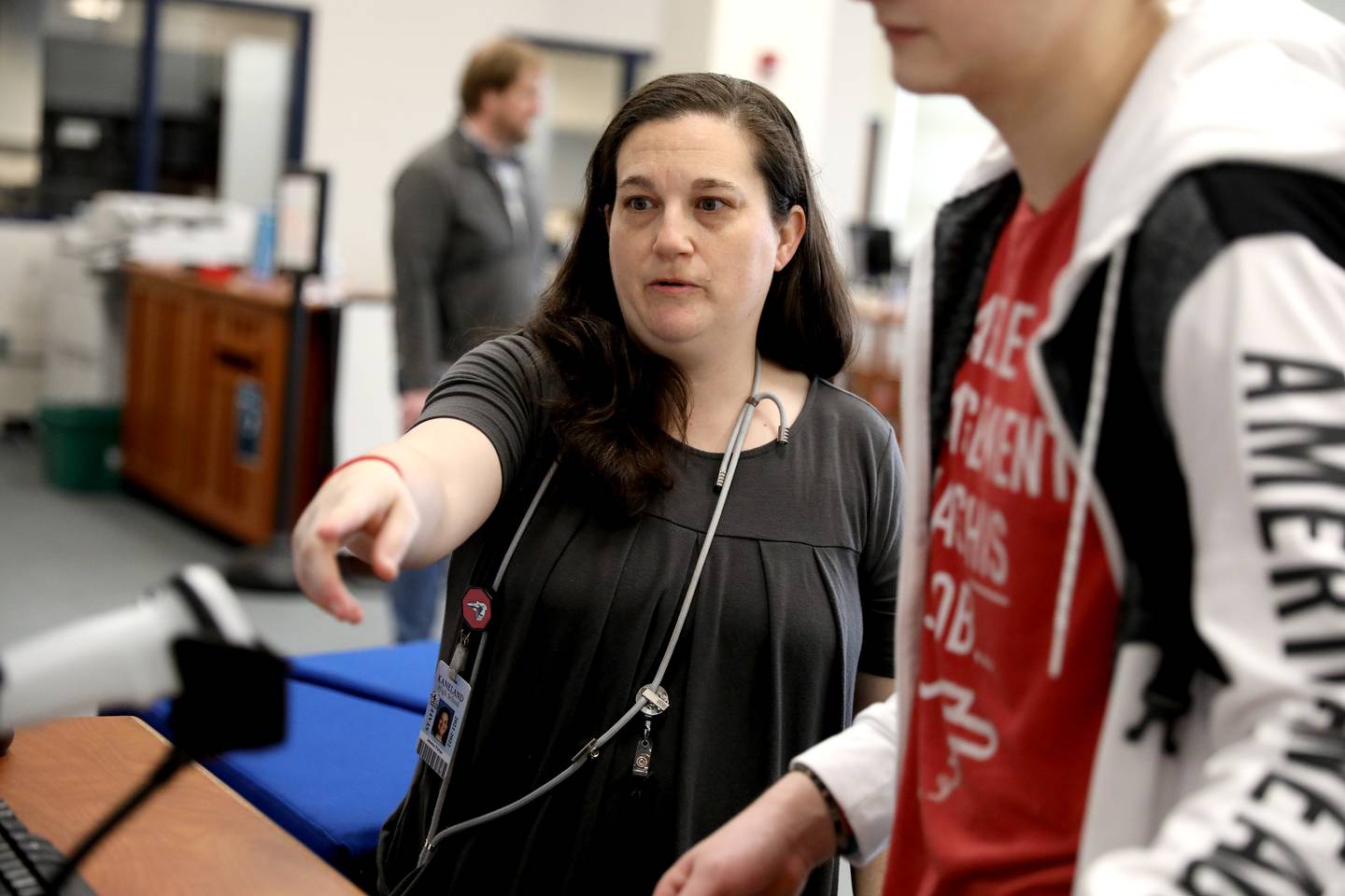 Kaneland High School media specialist Jessica Parker provides homework help and a calming environment to busy students. Parker strives to make all students feel welcome at the Kaneland High School library, whether they need a quiet place to complete schoolwork or conduct research.