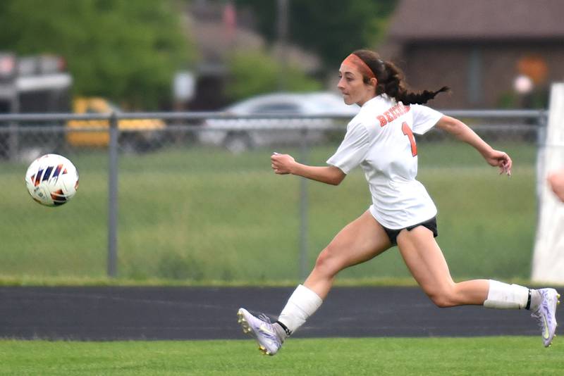 Beecher's Grace Durante takes a shot during the Class 1A Manteno Regional championship against Coal City Tuesday, May 20, 2025.