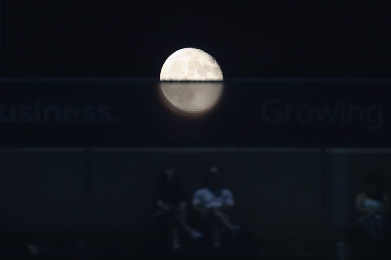 The moon rises over the Providence fans during the game against Joliet Catholic on Friday, Sept. 1, 2023 Joliet Memorial Stadium.