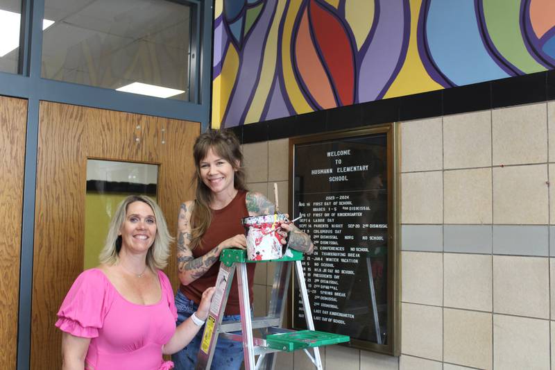 Amy Pascoe and Sara Jean Stephens at Husmann Elementary School on June 12, 2023.