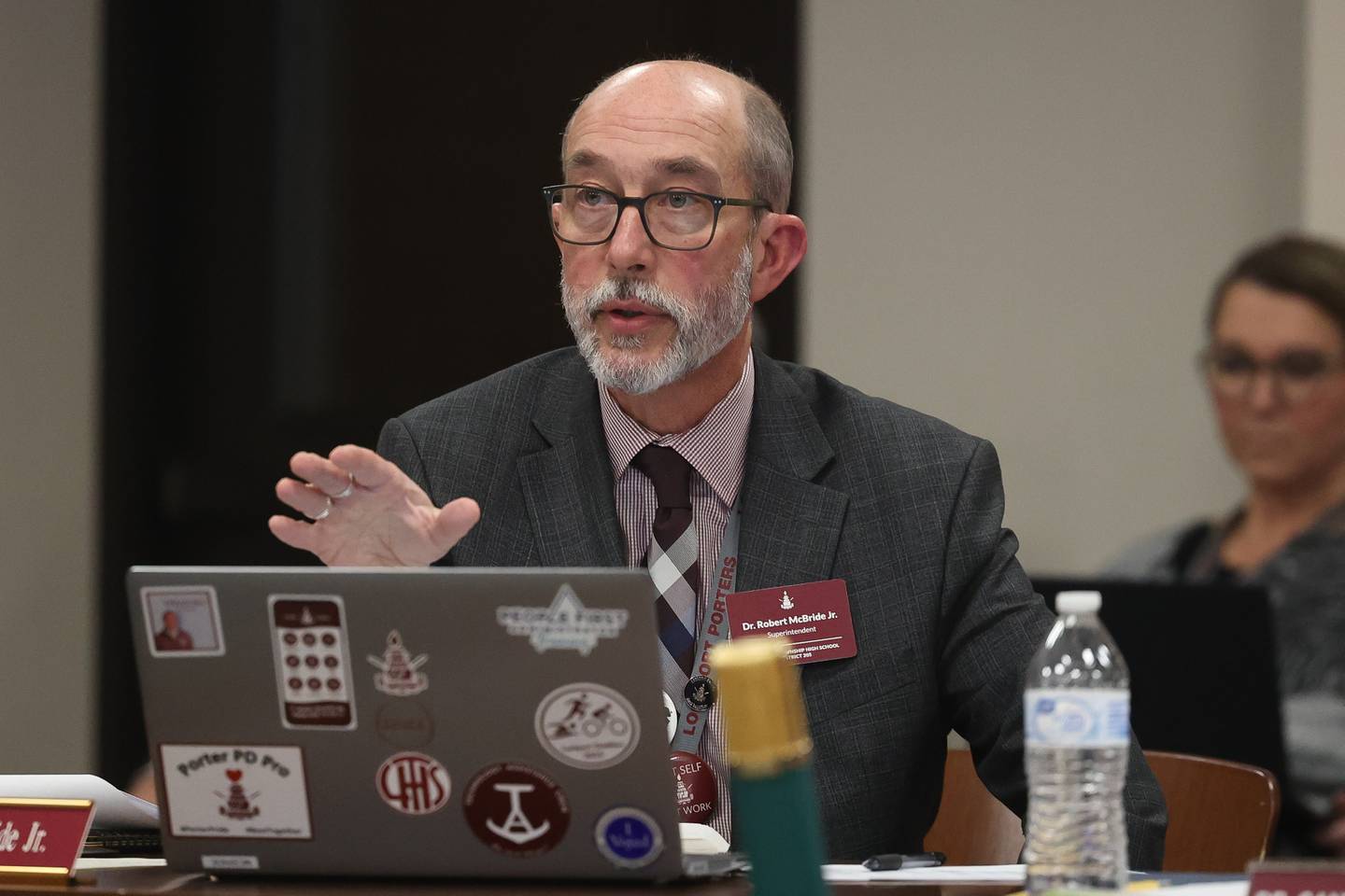 Superintendent Dr. Robert McBride Jr. speaks at the Lockport Board of Education meeting on Monday, Nov. 20, 2023, in Lockport.