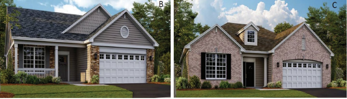 Renderings for a proposed "Andare" home model for a housing development in Huntley.