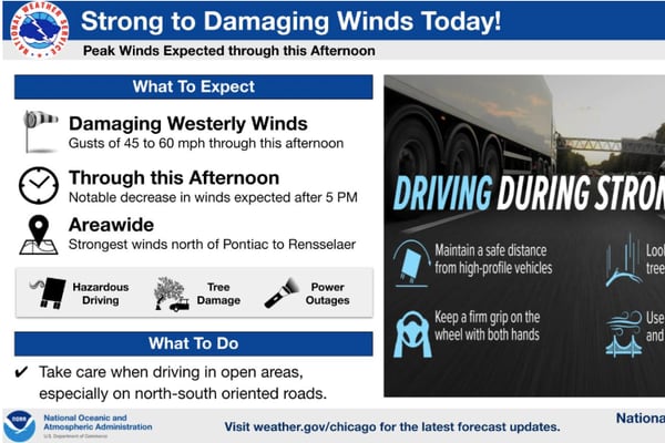 High winds down power lines, close roads in McHenry County 