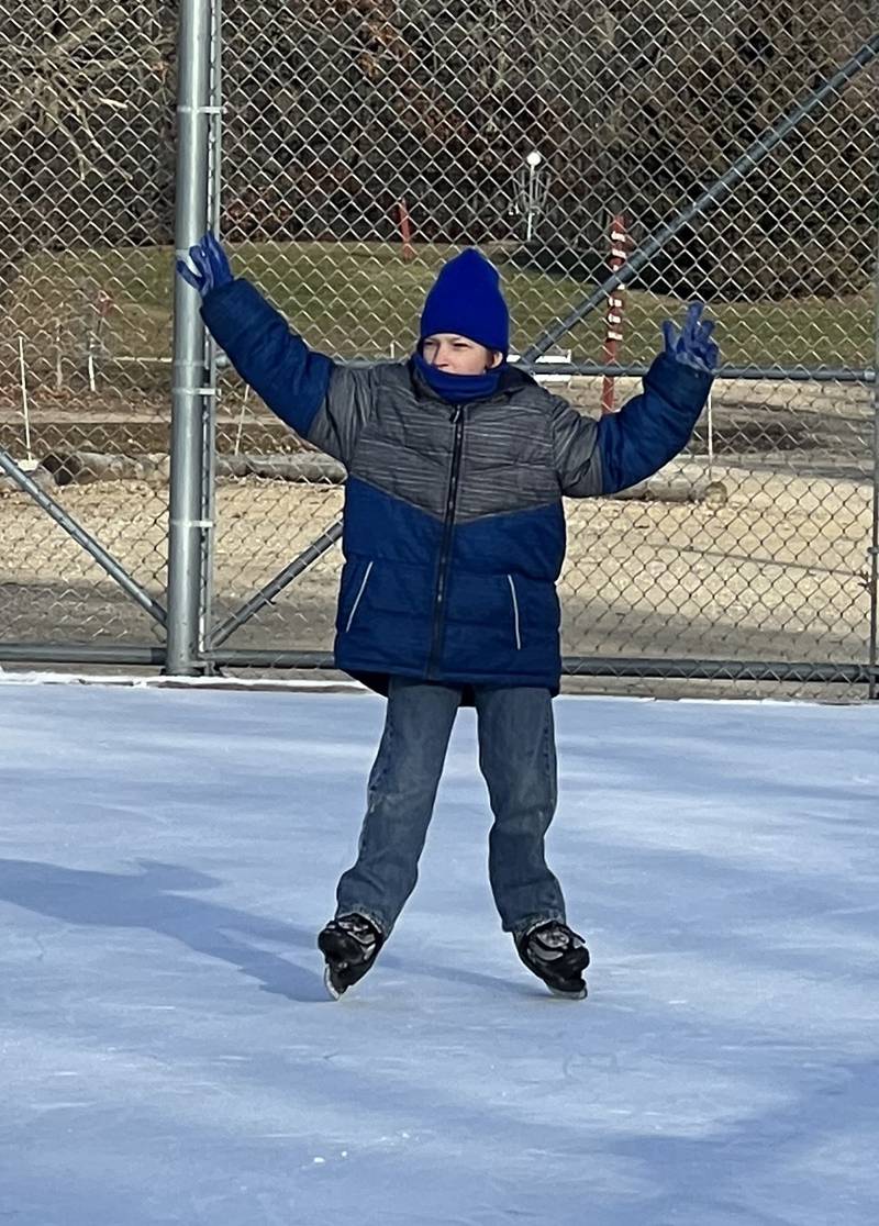 Grant Johnson ice skates during BEST School's trip to Echo Bluff Park in Spring Valley.