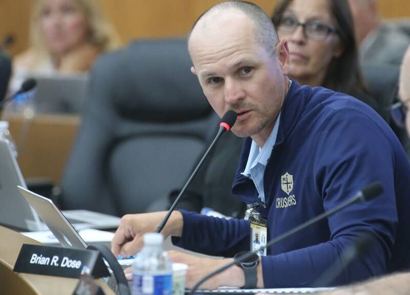 La Salle County Board member Brian Dose, D-Ottawa, speaks Monday, June 10, 2024, at the board's regular meeting in regard to OSF's plan to build a new hospital and transfer services.