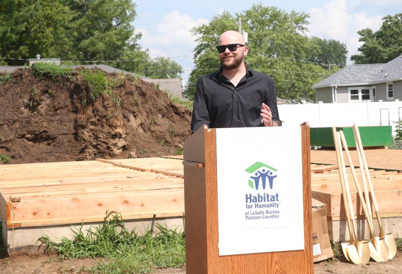 Jon Scholtes, executive director of Habitat for Humanity of La Salle-Bureau-Putnam Counties speaks during a groundbreaking ceremony on Friday, July 11, 2025 in Princeton.