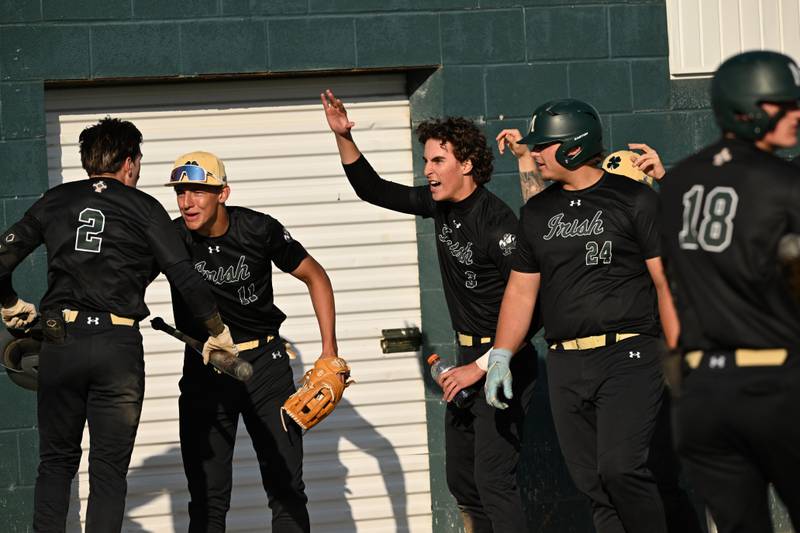 Bishop McNamara players rejoice over a play on Thursday, May 8th, 2025.