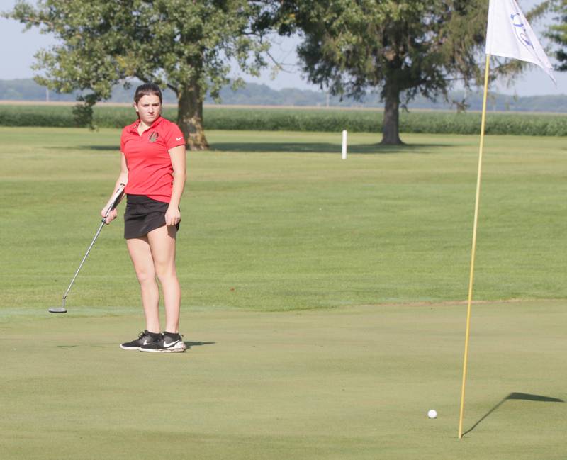 La Salle-Peru's Allie Thome golfs during the Princeton Ryder Cup on Saturday, Aug. 27, 2022 at Wyaton Hills Golf Course in Princeton.