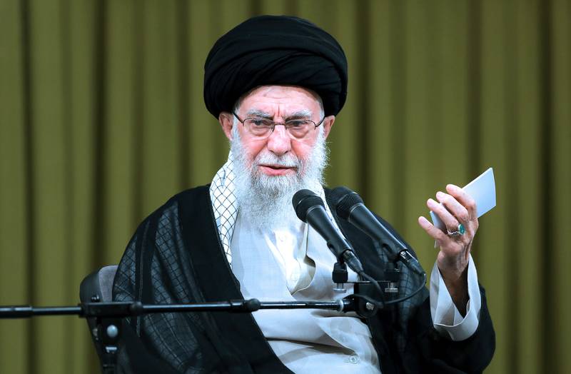 FILE -  In this photo released by an official website of the office of the Iranian supreme leader, Supreme Leader Ayatollah Ali Khamenei speaks in a ceremony to mark the Shiite holiday of Eid al-Ghadir, in Tehran, Iran, Tuesday, June 25, 2024. (Office of the Iranian Supreme Leader via AP, File)