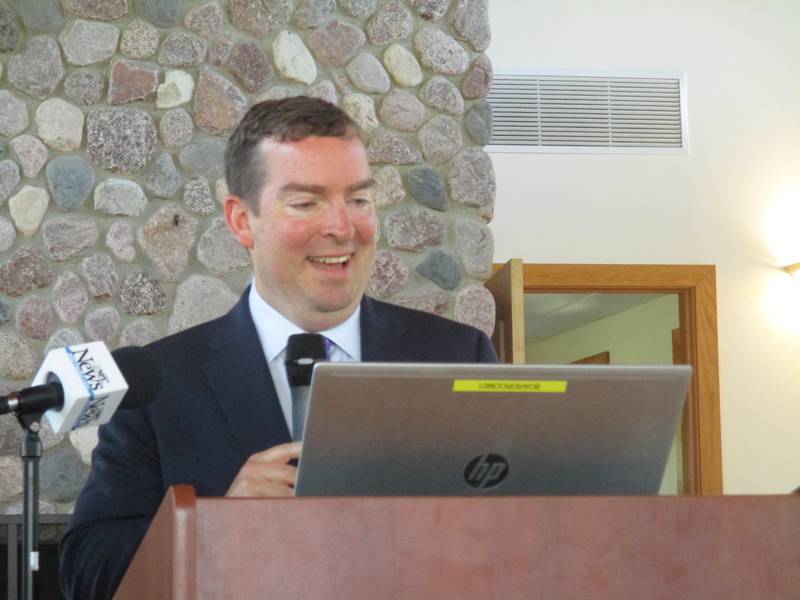 Kendall County Board Chairman Scott Gryder delivers his State of the County address on June 3 at the Hoover Forest Preserve's Meadowhawk Lodge. (Mark Foster -- mfoster@shawmedia.com)