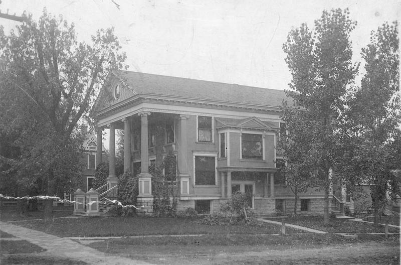 The home of Dr. C. B. Brown on the southwest corner of Elm and Somonauk in Sycamore was built in 1896. The parking lot at this site today was completed in 1966.
