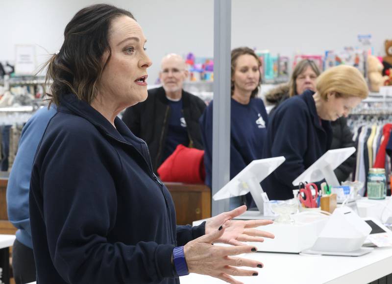 Amy Murphy, store manager at the Princeton Closet, speaks before handing out their annual Lending a Hand funds totaling $200,000 to 43 community programs or projects on Tuesday, Jan. 20, 2026 at The Princeton Closet in Princeton.