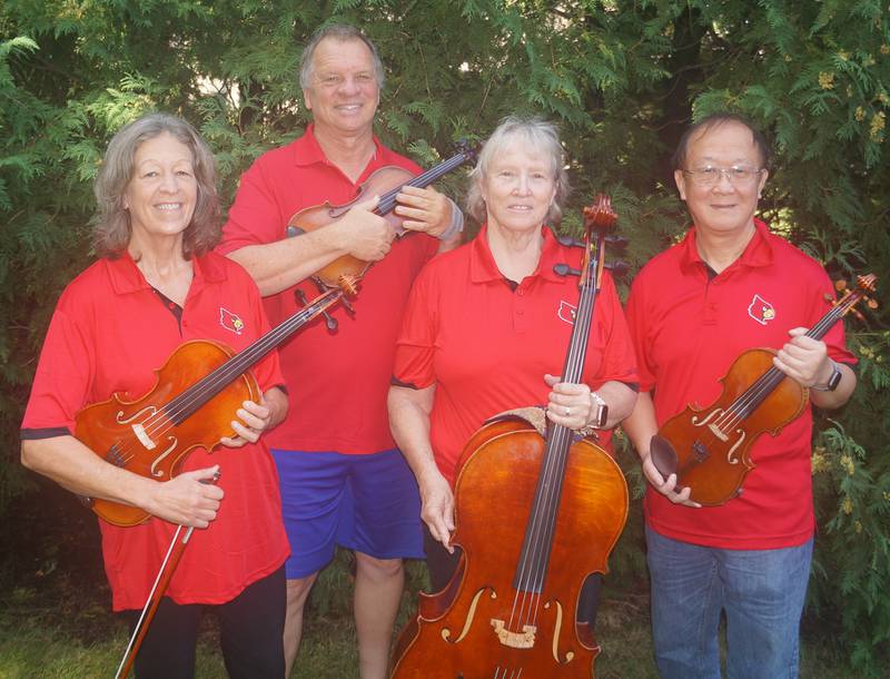 (Left to right); Cardinal String Quartet members Lynn Vogl, Thomas Cappert, Jan Knudsen, and Chong Zheng