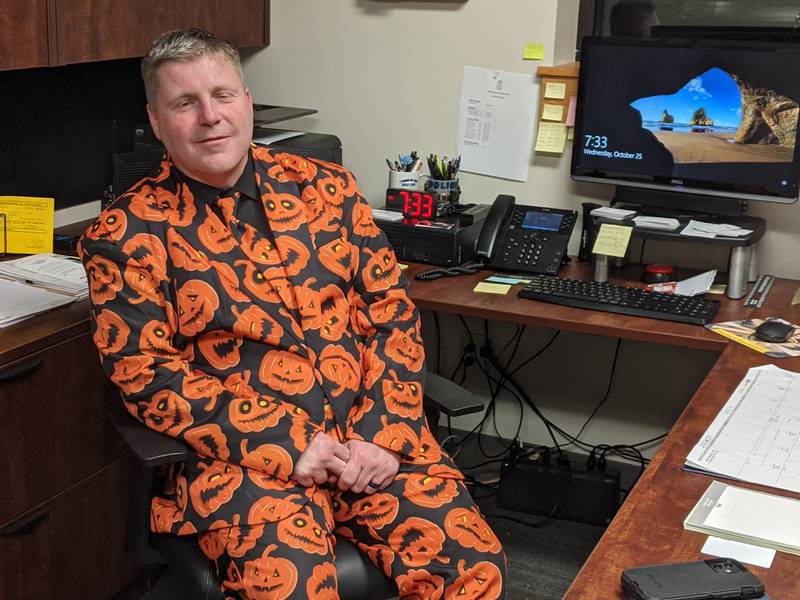 Kevin Senne sits in his office at the Sandwich Police Department's new Public Safety Center. Senne was sworn in as Sandwich’s new police chief during the Sept. 5 Sandwich City Council meeting.