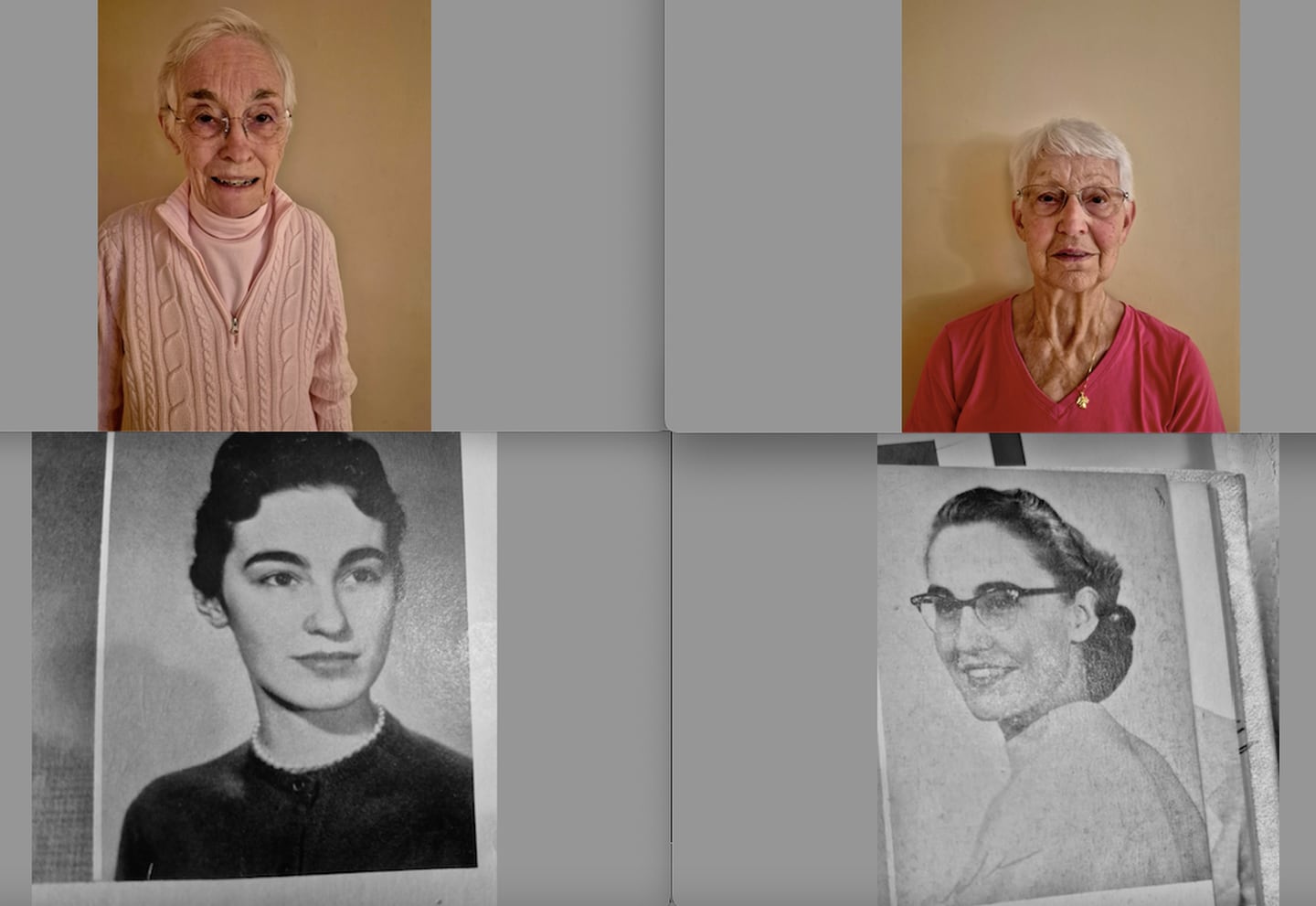 Sisters Carol Sheeley (left) and Linda Blake (right) of Yorkville helped fundraise to restart Yorkville's Fourth of July fireworks and parade in 1955. Both sisters were girl scouts in high school when they collected funds door to door. Pictured bottom left, Sheeley's senior high school photo, picture bottom right, Blakes' senior high school photo.