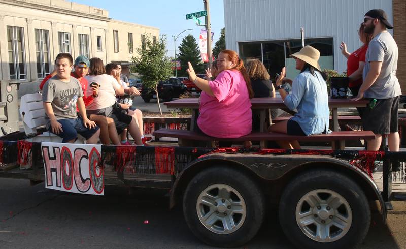Hall High School students ride during the Homecoming parade on Thursday, Sept. 18, 2025 downtown Spring Valley.