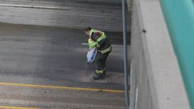 Photos: Peru officers, firefighters investigate overpass damage on Route 251