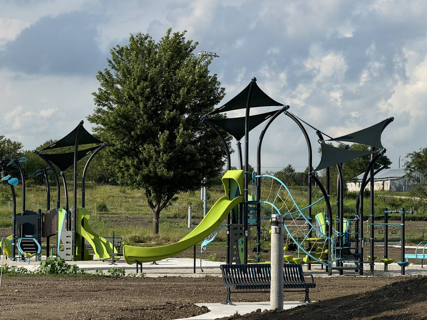 The new playground at West Side Park has been installed as construction continues.