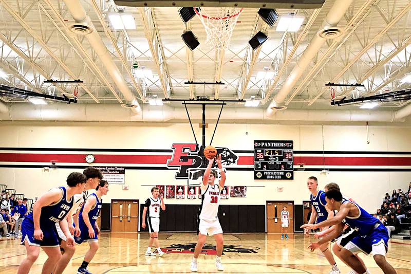 Evan Steimle makes another free throw point for the Panthers Wednesday night in Prophetstown. The Panthers hosted the Newman Comets in a back and forth contest. In the end, the Comets won 57-49.