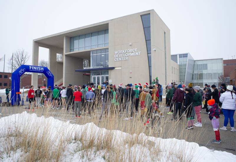 Participants in the 35th annual Jingle Bell Run line up at Kankakee Community College on Sunday, December 7, 2025.