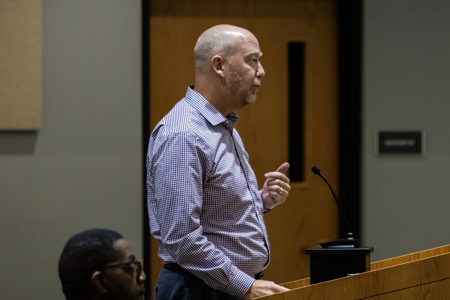Lance Thies, Director of Community & Economic Development, speaks during the Lockport City Council Meeting on Sept. 17, 2025.