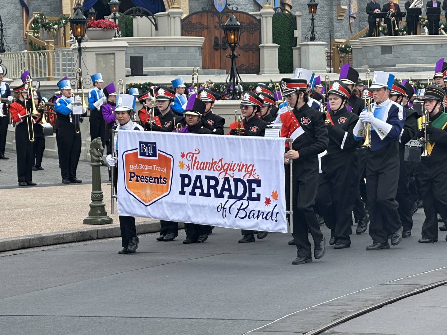Minooka High School students perform at Disney World for the Thanksgiving Parade of the Bands.