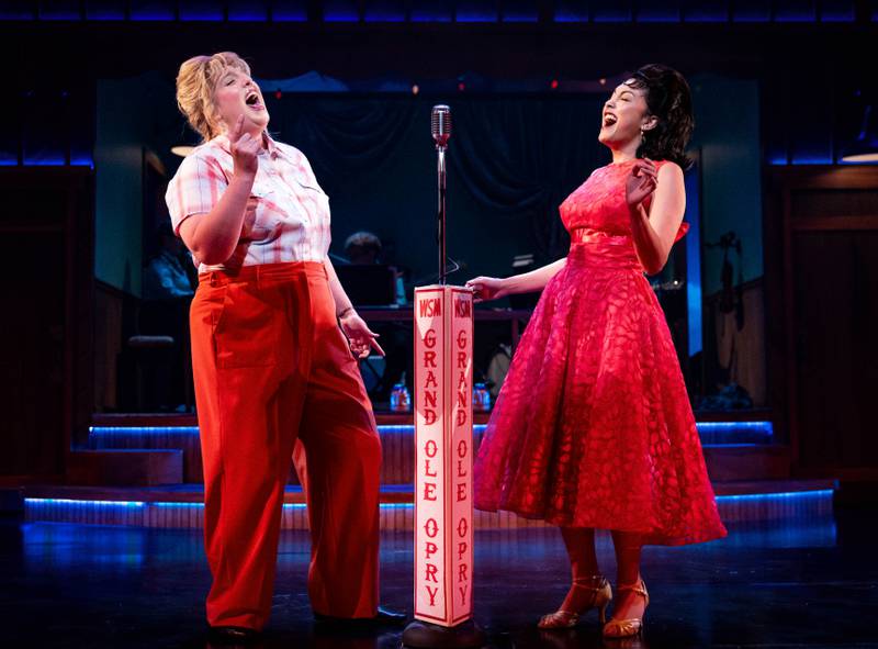 Bri Sudia (from left) and Aja Alcazar star in the “Always … Patsy Cline” musical at Drury Lane Theatre in Oakbrook Terrace through August. 3, 2025.