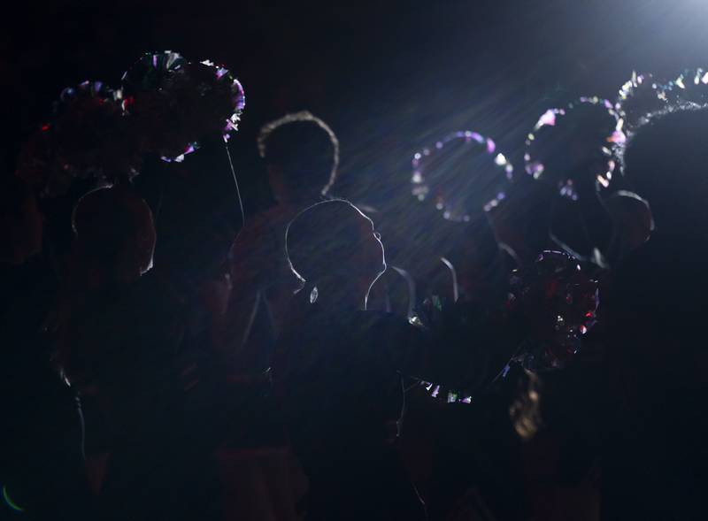Woodstock North cheerleaders during player introductions during their game against Johnsburg on Wednesday, January 31, 2024 at Woodstock North High School. Ryan Rayburn for Shaw Local