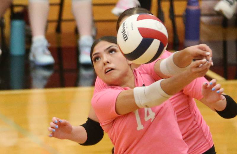 Hall's Kassy Lopez returns a serve from Princeton on Thursday, Oct. 9, 2025 at Hall High School.