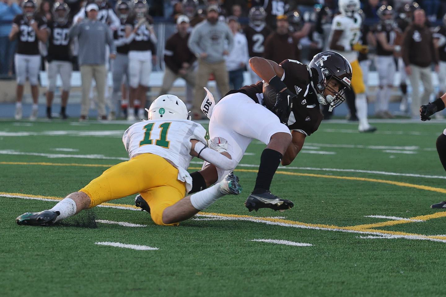 Joliet Catholic’s Anthony Brown ends a Providence drive in the redzone with an interception late in the 4th quarter in the Class 5A semifinal on Saturday, Nov. 18, 2023, in Joliet.