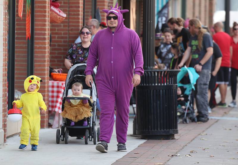 Costumed visitors of all types made their way down the sidewalk along Lincoln Highway during the DeKalb Chamber of Commerce’s annual Spooktacular Tuesday, Oct. 29, 2024, in downtown DeKalb.