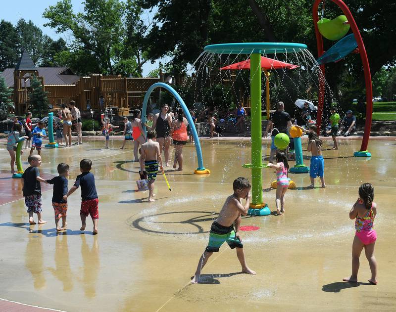 As temperatures rose into the 90s with a heat index approaching 110 degrees, the Dixon Park District's Water Wonderland Splash Pad was the place to be on Tuesday afternoon.