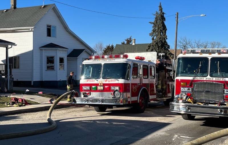 Joliet firefighters put out a house fire on Leach Avenue on Sunday afternoon. Feb. 12, 2023.