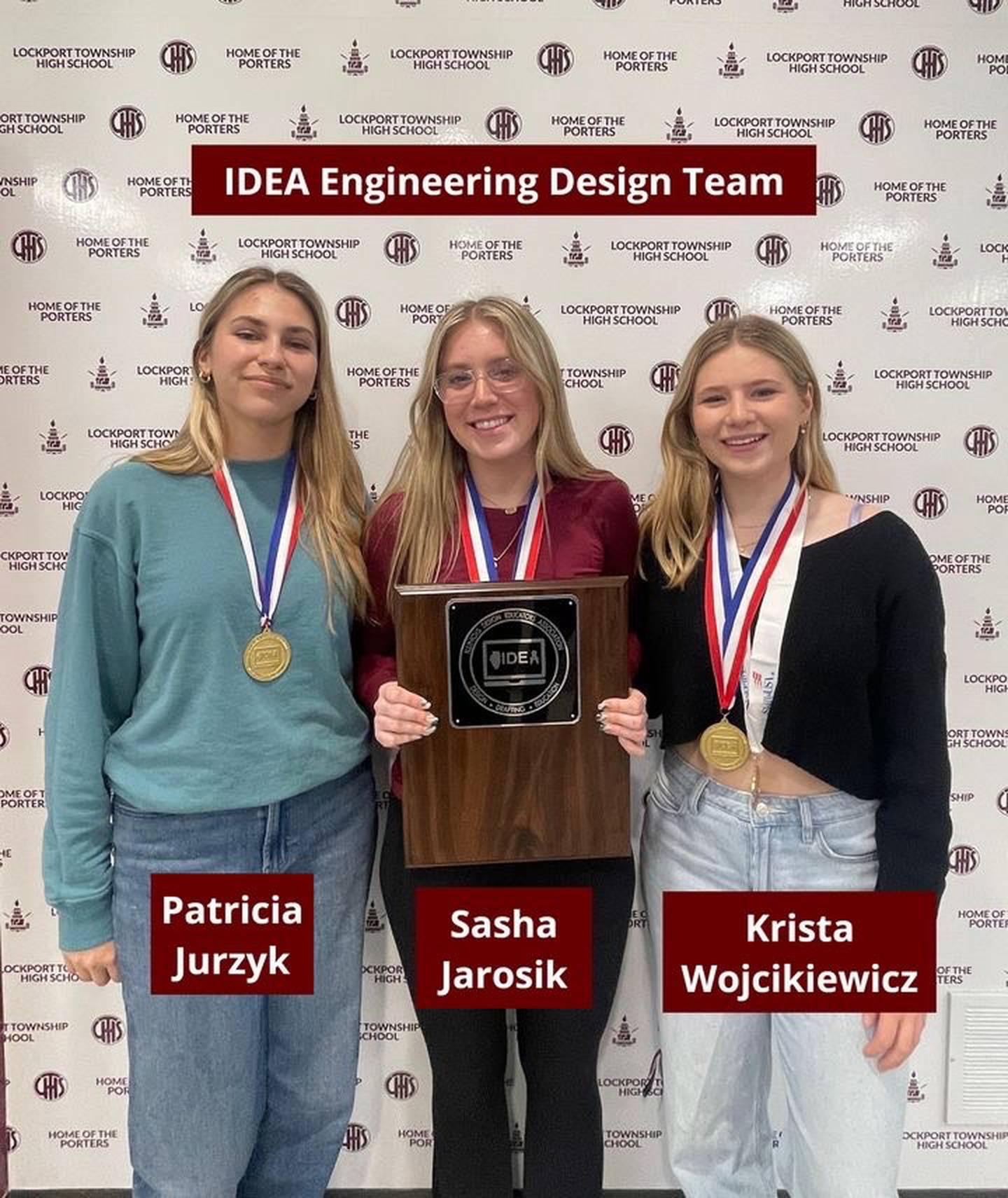 Krista Wojcikiewicz, Patricia Jurzyk and Sasha Jarosik were named State Champions in the Engineering Design Team category.