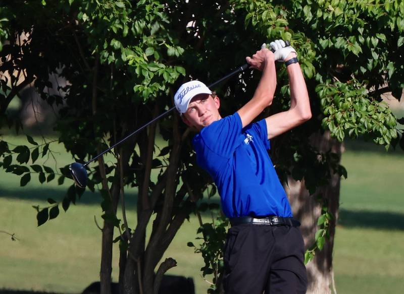 Princeton senior Jackson Mason watches his drive on Thursday at Chapel Hill Golf Course.