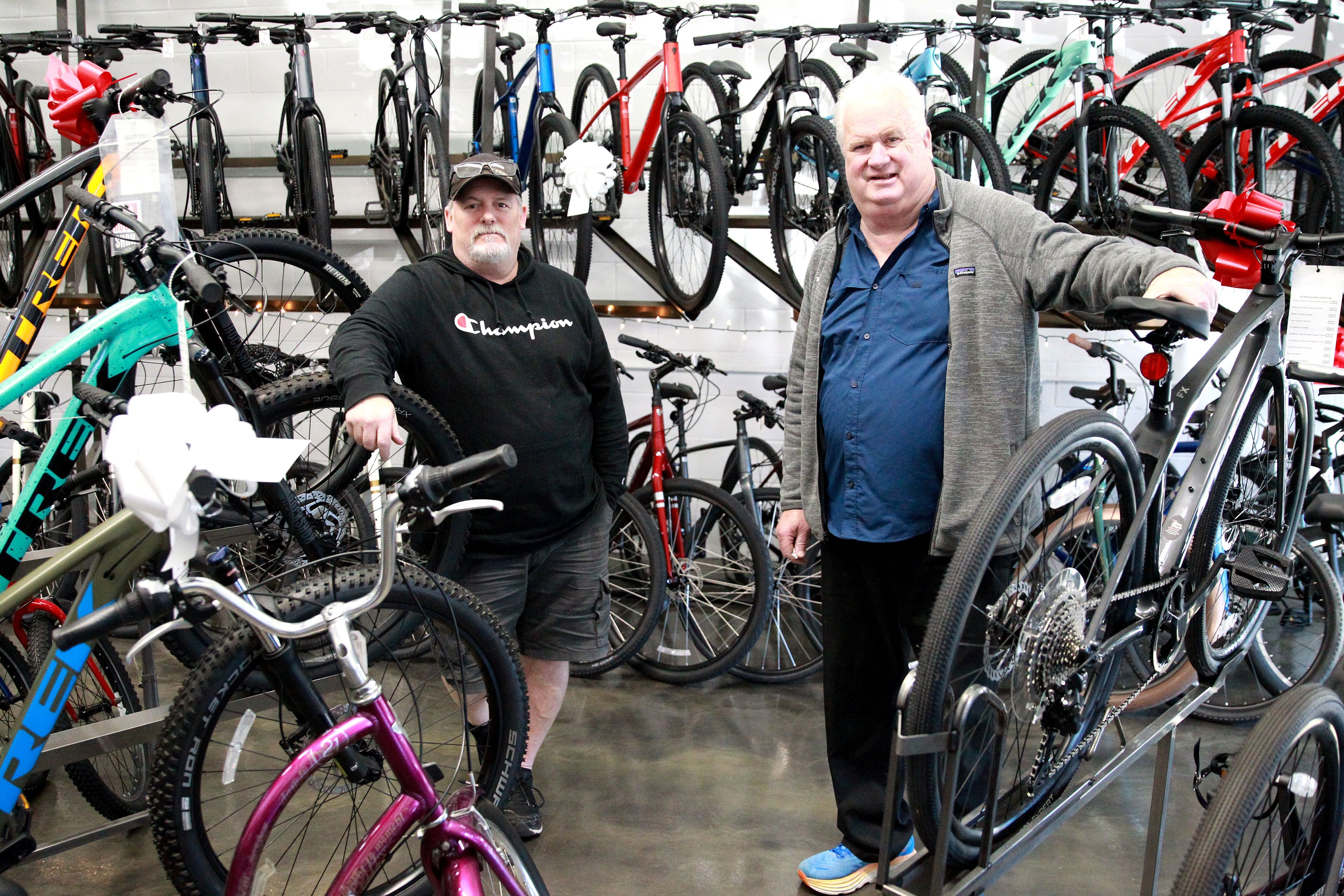 Lance Honeyman (left) and Hal Honeyman and their family’s business, St. Charles-based The Bike Rack, recently acquired Oswego Cyclery, which had been in business since 2004.St. Charles-based The Bike Rack, owned by the Honeyman family, recently acquired Oswego Cyclery, which had been in business since 2004.