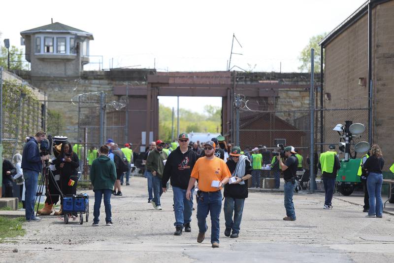 The gates are opened as fans enter for the Joliet Slammers preseason game at the Old Joliet Prison on Thursday, April 29, 2026 in Joliet.