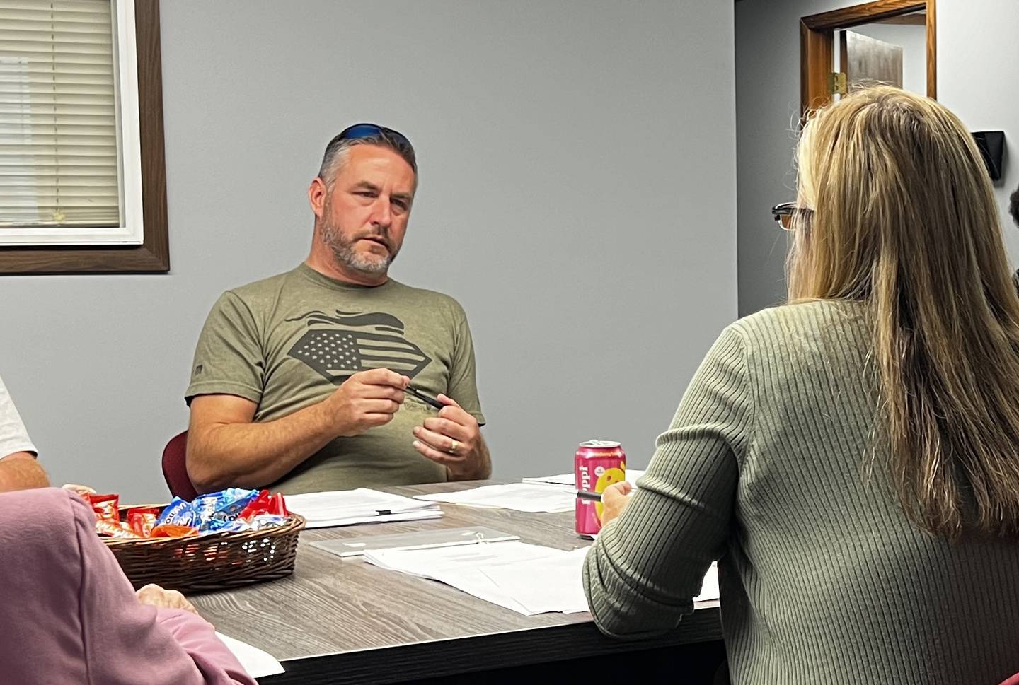Waterman Village Trustee Anton Feitlich said the village board is trying to rebuild the Waterman Police Department, and is beginning by hiring a new Chief of Police, during a July 9, 2024 Waterman Village Board meeting.